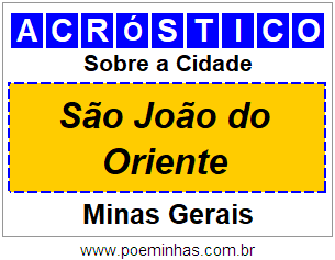 Acróstico Para Imprimir Sobre a Cidade São João do Oriente