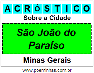 Acróstico Para Imprimir Sobre a Cidade São João do Paraíso