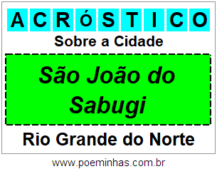 Acróstico Para Imprimir Sobre a Cidade São João do Sabugi