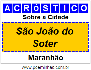 Acróstico Para Imprimir Sobre a Cidade São João do Soter