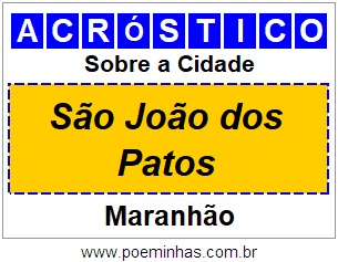 Acróstico Para Imprimir Sobre a Cidade São João dos Patos