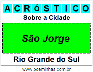 Acróstico Para Imprimir Sobre a Cidade São Jorge