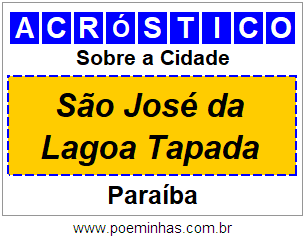 Acróstico Para Imprimir Sobre a Cidade São José da Lagoa Tapada