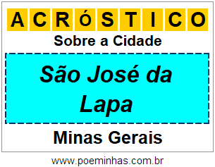 Acróstico Para Imprimir Sobre a Cidade São José da Lapa