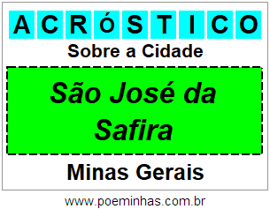 Acróstico Para Imprimir Sobre a Cidade São José da Safira