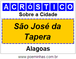 Acróstico Para Imprimir Sobre a Cidade São José da Tapera