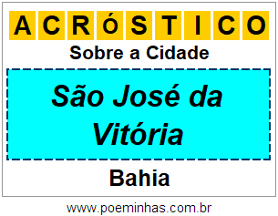 Acróstico Para Imprimir Sobre a Cidade São José da Vitória