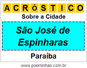 Acróstico Para Imprimir Sobre a Cidade São José de Espinharas