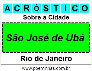 Acróstico Para Imprimir Sobre a Cidade São José de Ubá