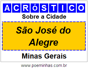 Acróstico Para Imprimir Sobre a Cidade São José do Alegre