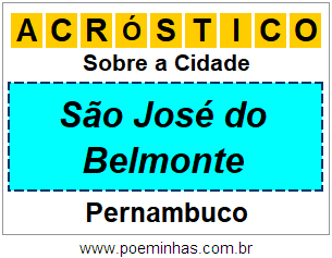Acróstico Para Imprimir Sobre a Cidade São José do Belmonte