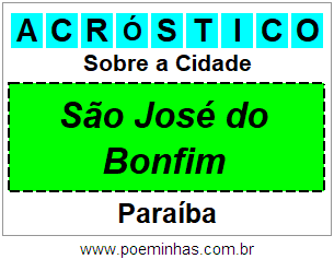 Acróstico Para Imprimir Sobre a Cidade São José do Bonfim