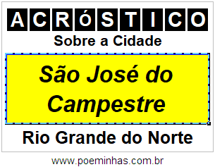 Acróstico Para Imprimir Sobre a Cidade São José do Campestre