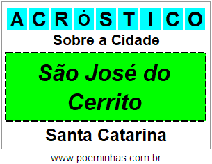 Acróstico Para Imprimir Sobre a Cidade São José do Cerrito