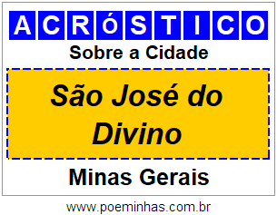 Acróstico Para Imprimir Sobre a Cidade São José do Divino