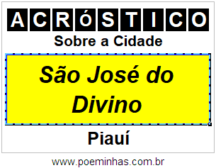 Acróstico Para Imprimir Sobre a Cidade São José do Divino