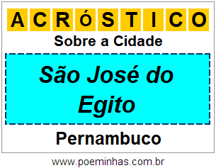 Acróstico Para Imprimir Sobre a Cidade São José do Egito