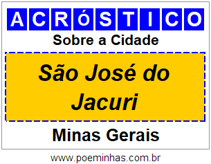 Acróstico Para Imprimir Sobre a Cidade São José do Jacuri