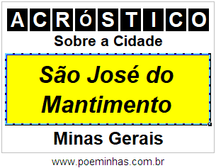 Acróstico Para Imprimir Sobre a Cidade São José do Mantimento