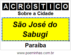 Acróstico Para Imprimir Sobre a Cidade São José do Sabugi