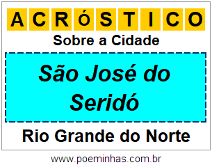 Acróstico Para Imprimir Sobre a Cidade São José do Seridó