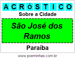 Acróstico Para Imprimir Sobre a Cidade São José dos Ramos