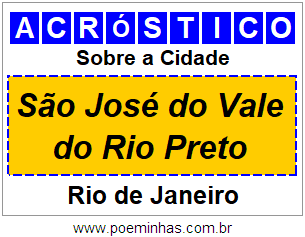 Acróstico Para Imprimir Sobre a Cidade São José do Vale do Rio Preto