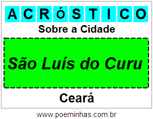 Acróstico Para Imprimir Sobre a Cidade São Luís do Curu