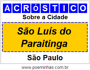 Acróstico Para Imprimir Sobre a Cidade São Luís do Paraitinga