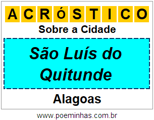 Acróstico Para Imprimir Sobre a Cidade São Luís do Quitunde