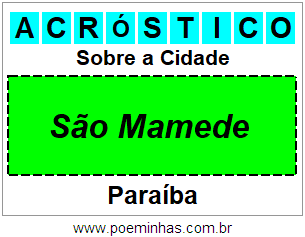 Acróstico Para Imprimir Sobre a Cidade São Mamede