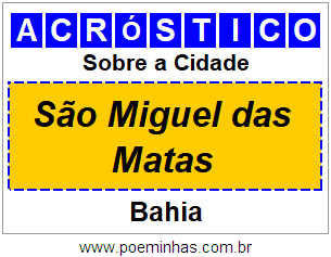 Acróstico Para Imprimir Sobre a Cidade São Miguel das Matas