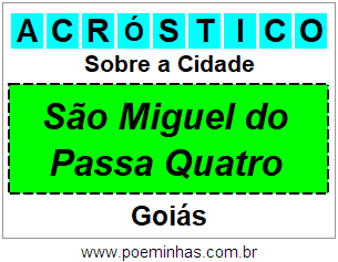 Acróstico Para Imprimir Sobre a Cidade São Miguel do Passa Quatro