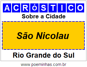 Acróstico Para Imprimir Sobre a Cidade São Nicolau