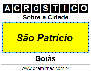 Acróstico Para Imprimir Sobre a Cidade São Patrício