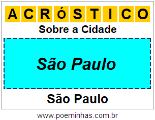 Acróstico Para Imprimir Sobre a Cidade São Paulo