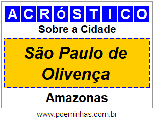 Acróstico Para Imprimir Sobre a Cidade São Paulo de Olivença