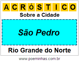 Acróstico Para Imprimir Sobre a Cidade São Pedro