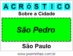 Acróstico Para Imprimir Sobre a Cidade São Pedro