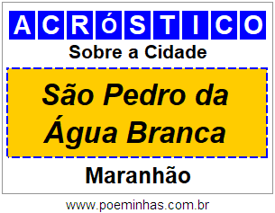 Acróstico Para Imprimir Sobre a Cidade São Pedro da Água Branca