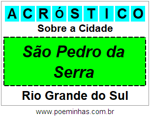 Acróstico Para Imprimir Sobre a Cidade São Pedro da Serra