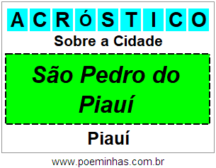 Acróstico Para Imprimir Sobre a Cidade São Pedro do Piauí