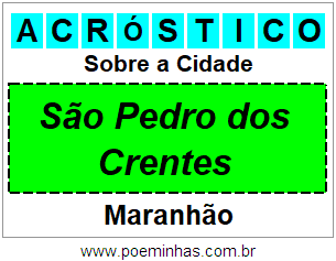 Acróstico Para Imprimir Sobre a Cidade São Pedro dos Crentes