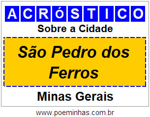 Acróstico Para Imprimir Sobre a Cidade São Pedro dos Ferros