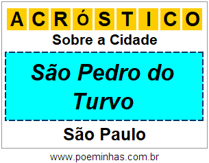 Acróstico Para Imprimir Sobre a Cidade São Pedro do Turvo