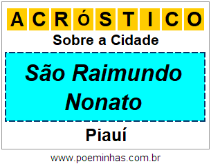 Acróstico Para Imprimir Sobre a Cidade São Raimundo Nonato