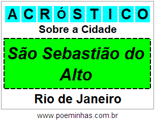 Acróstico Para Imprimir Sobre a Cidade São Sebastião do Alto