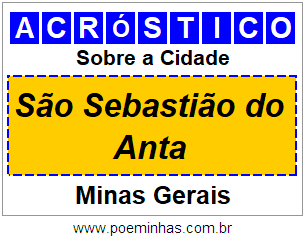 Acróstico Para Imprimir Sobre a Cidade São Sebastião do Anta