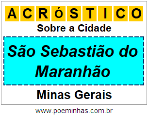 Acróstico Para Imprimir Sobre a Cidade São Sebastião do Maranhão