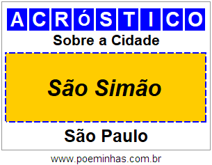 Acróstico Para Imprimir Sobre a Cidade São Simão